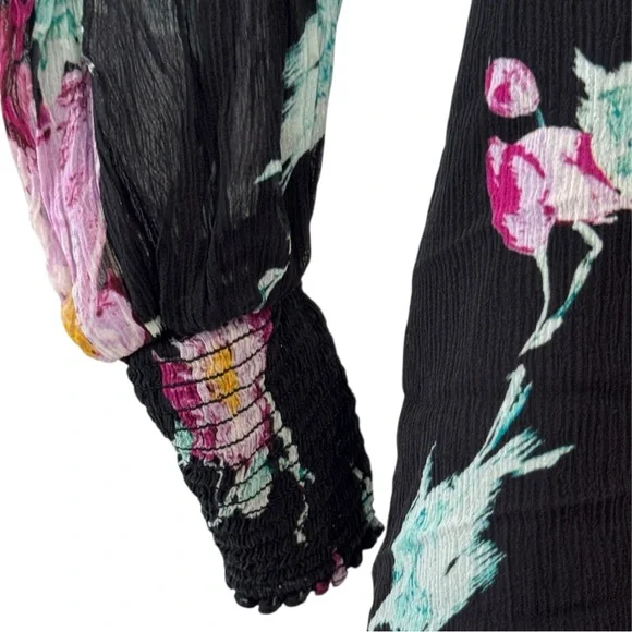 A.L.C. VENETIA TOP Black Floral Blouse - Picture 6 of 13